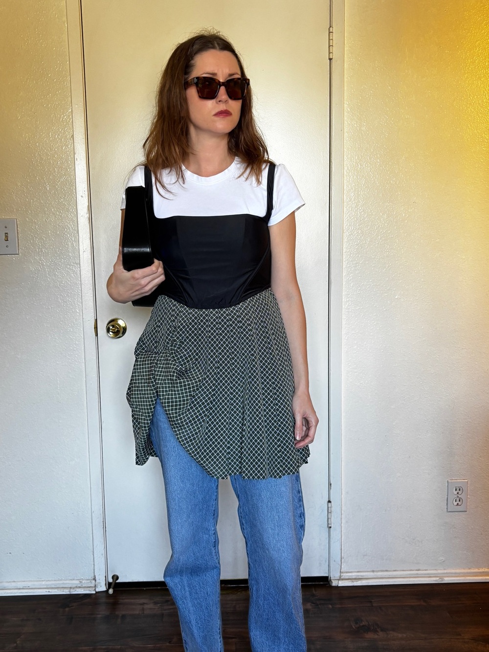 Vintage Express Pleated Green Patterned Skirt Clueless Vibes 90s Style